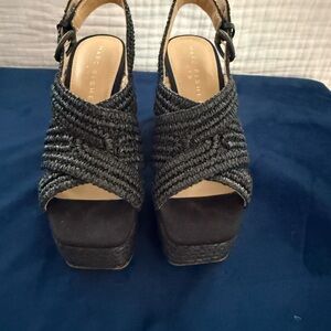 Marc Fisher Black Textured Platform Sandals
